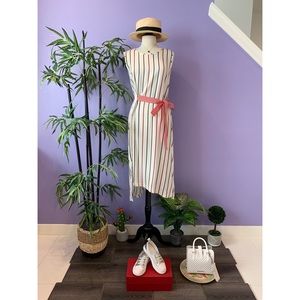 Marine striped asymmetrical hem sleeveless dress